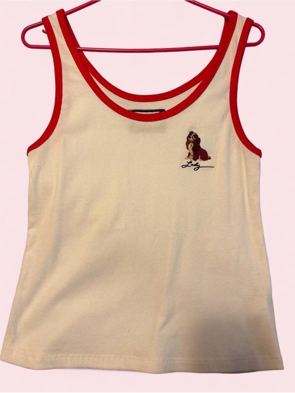 NWT - Disney Tank Top with Red Trim and Lady and the Tramp Embroidery